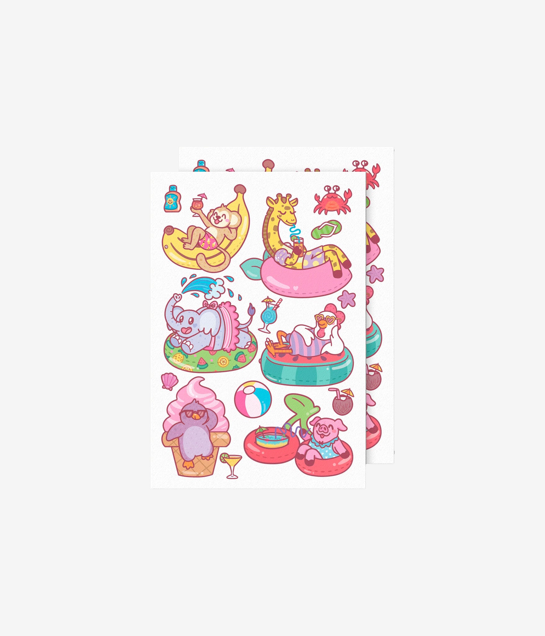 Pool Party Art Temporary Tattoo Sheets Beach Day