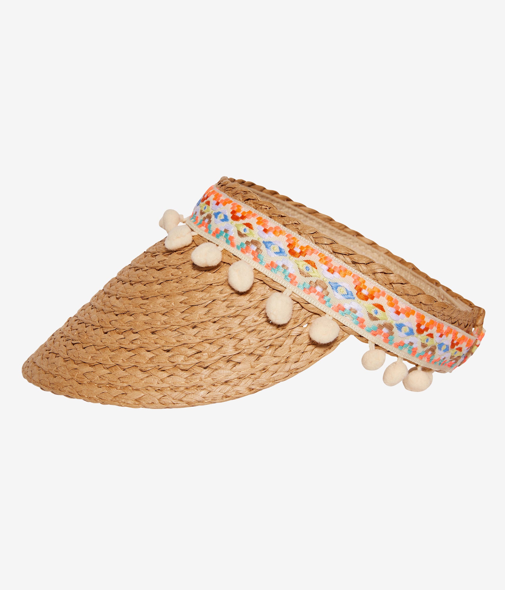 Pompom straw visor